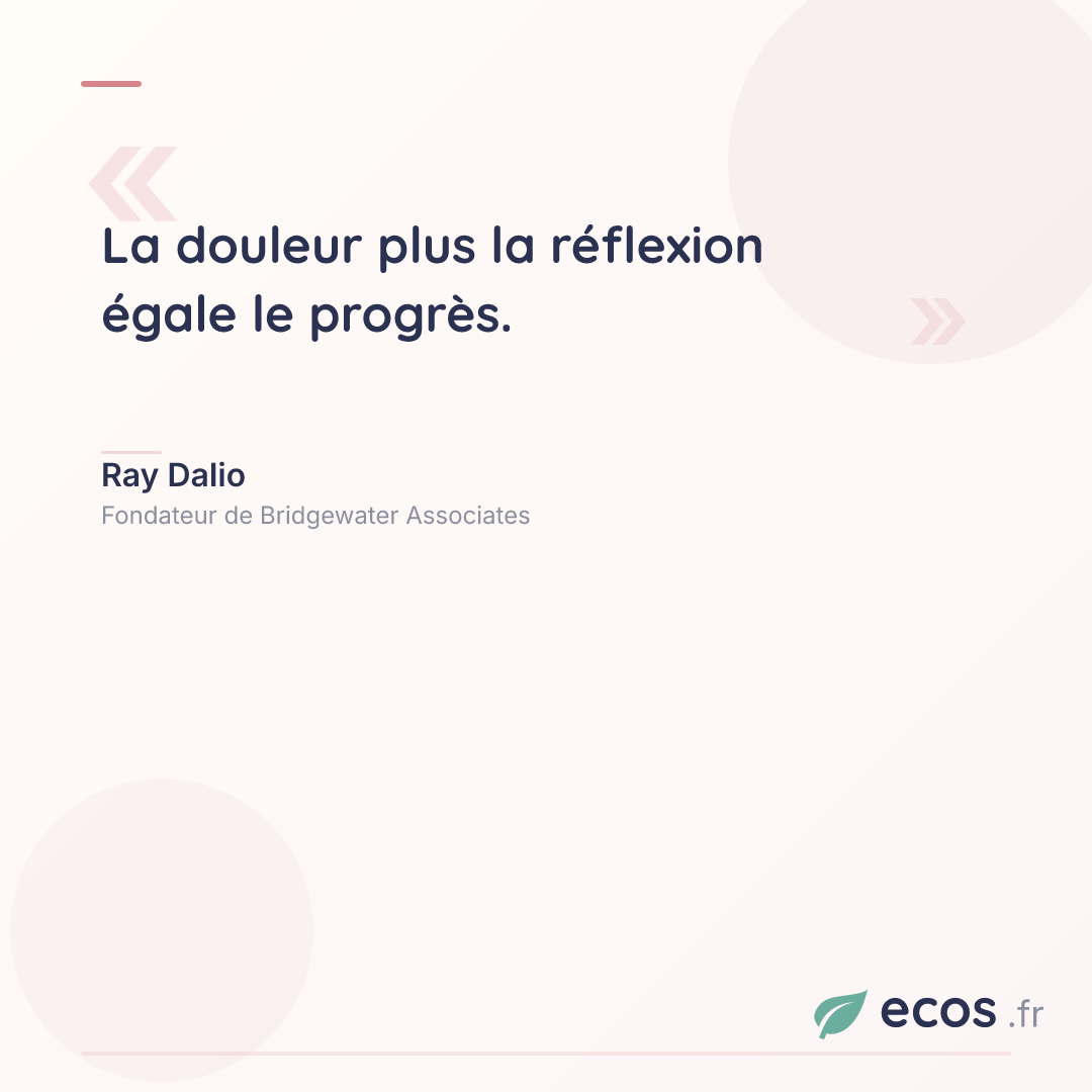 Citation de Ray Dalio : La douleur plus la réflexion égale le progrès....