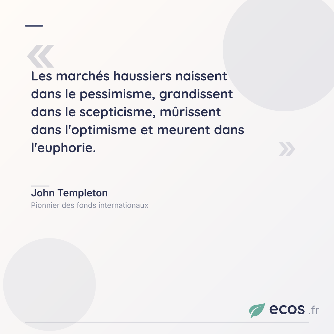 Citation de John Templeton : Les marchés haussiers naissent dans le pessimisme, grandissent dans le scepticis...